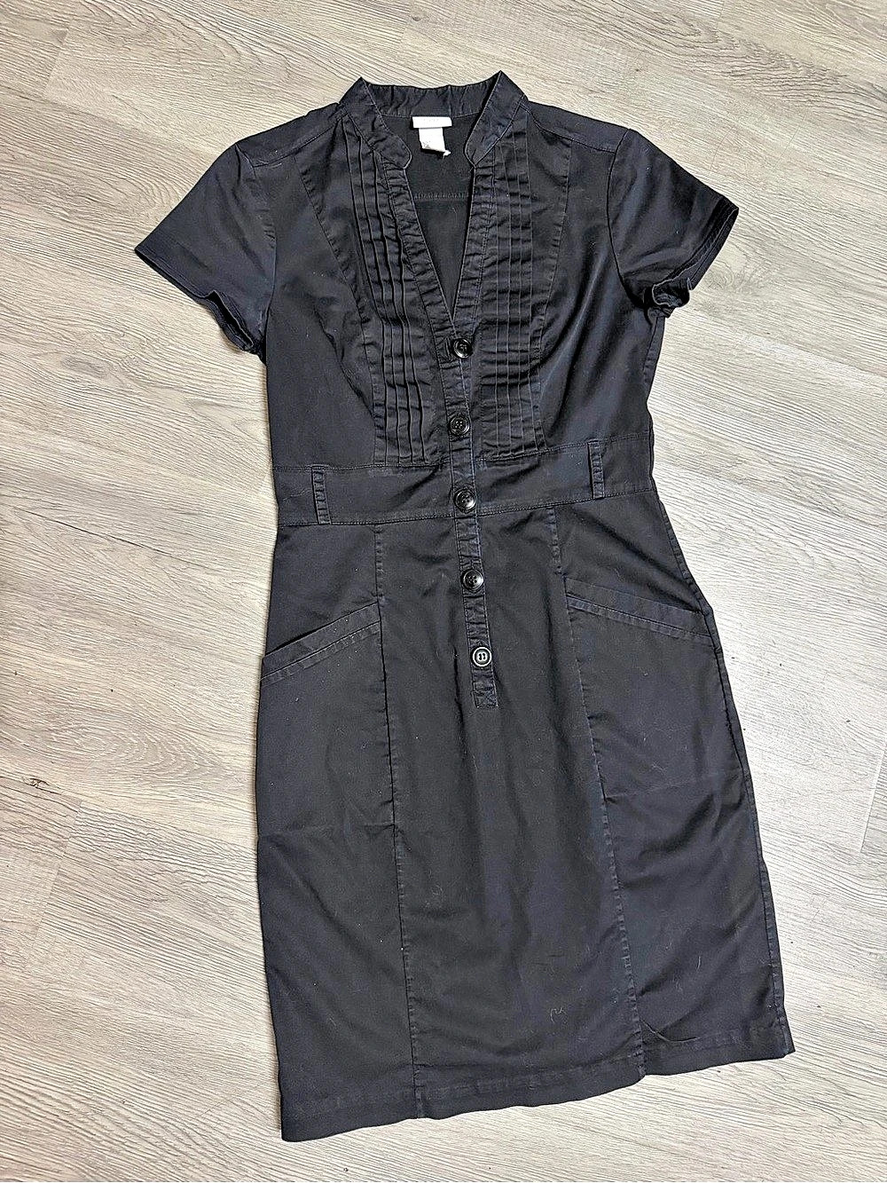 H&M Cotton Midi Dress in Black Size Medium